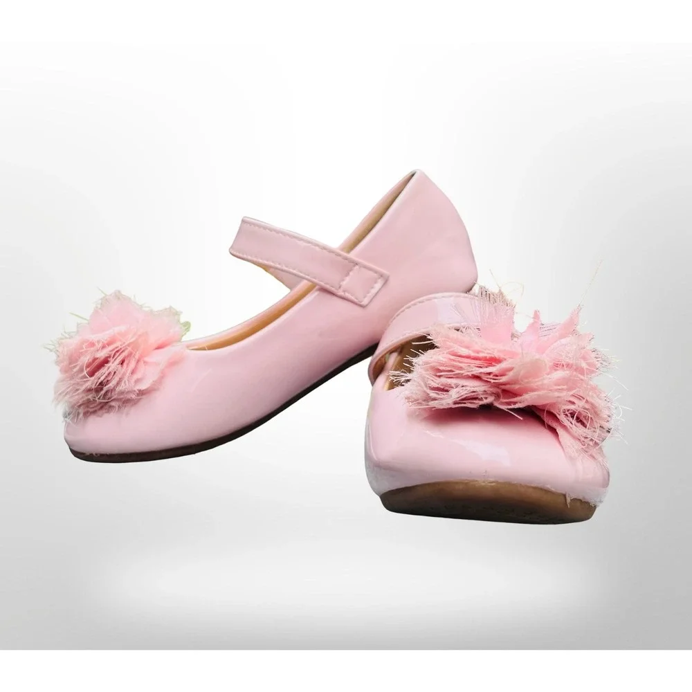 GUC ADAMUMU Toddler/Girl Mary Jane Ballet Flats Flower Embellishment Size 11